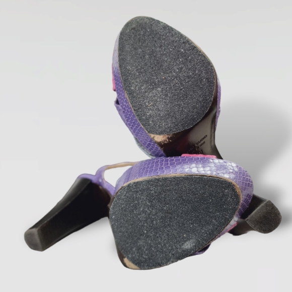 Just Cavalli Vintage Leather Snakeskin Platform Pastel Color Sandals - Picture 7 of 8